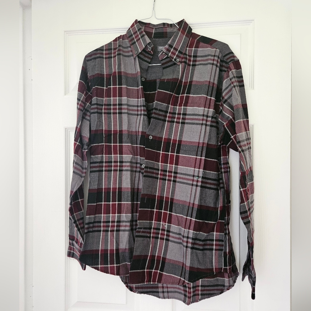 Van Heusen Men's Plaid Shirt - Black, Gray, Red